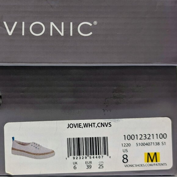 Vionic Jovie Canvas Sneakers in White - NWT - Picture 9 of 16